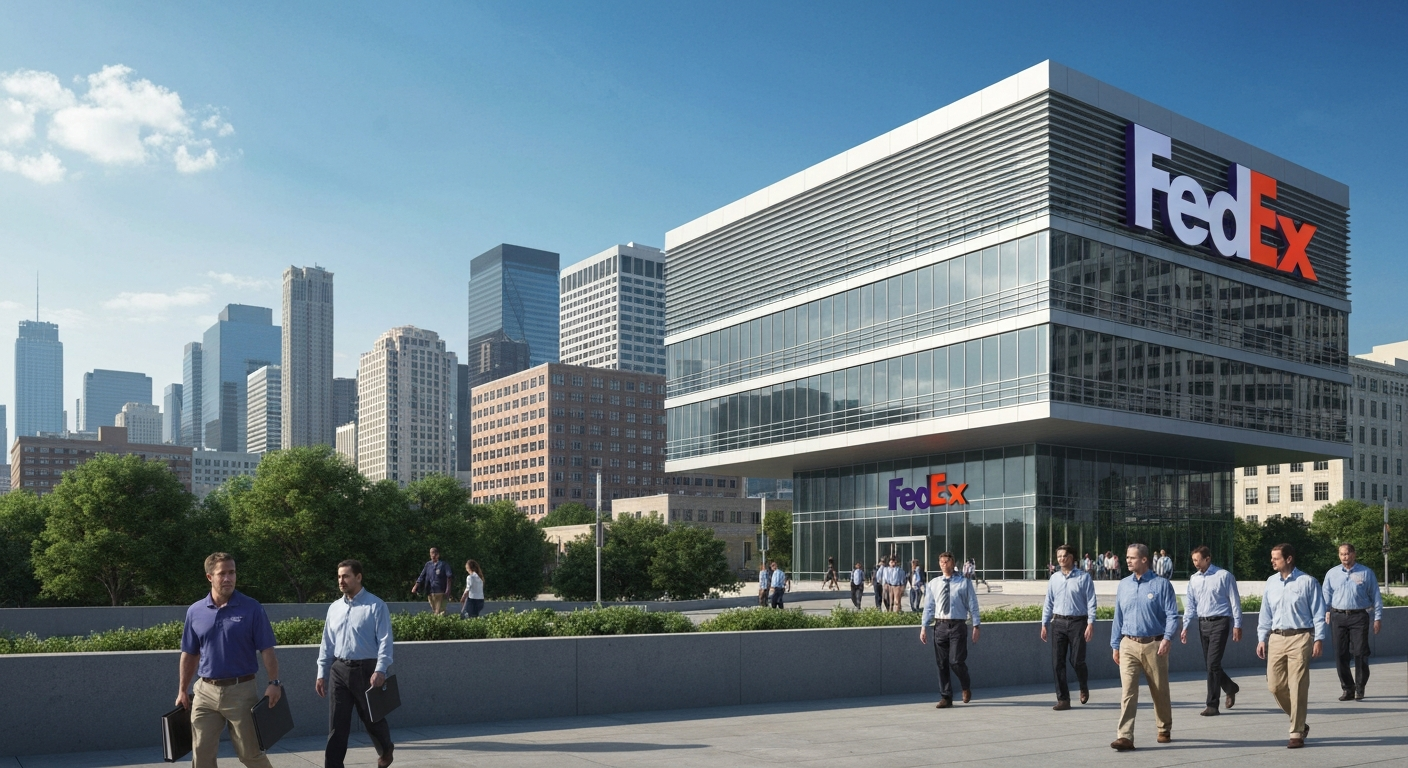 FedEx HQ with employees outside